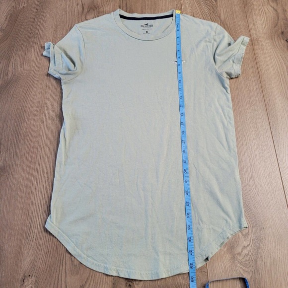Hollister Shirt Mens Extra Small Green Embroidered Logo Casual Preppy Curved Hem - Picture 7 of 7